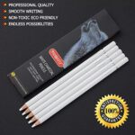 PANDAFLY White Charcoal Pencils Drawing Set, Professional 5 Pieces Sketch Highlight White Pencils for Drawing, Sketching, Shading, Blending, White Chalk Pencils for Beginners & Artists