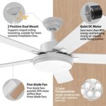 Regair Ceiling Fans with Lights, 52 Inch Ceiling Fan with Lights and Remote Control, Modern White Ceiling Fan with Light for Living Room Farmhouse Bedroom