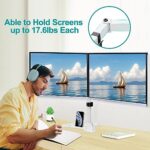 MOUNT PRO Dual Monitor Stand – Free Standing Full Motion Monitor Desk Mount Fits 2 Screens up to 27 inches,17.6lbs with Height Adjustable, Swivel, Tilt, Rotation, VESA 75×75 100×100,White