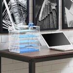 DALTACK 5 Tier Paper Tray with Handle, Mesh Desk File Organizer, Paper Organizer for Office, Home or School, White