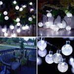 White 2-Pack 100 LED 64FT Crystal Globe Solar String Lights Outdoor, Waterproof Solar Lights Outdoor Decorative, 8 Lighting Modes Solar Powered Patio Lights for Garden Christmas Wedding Party (White)
