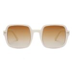 SOJOS Retro Square Polarized Sunglasses for Women Men Classic Trendy Sunnies SJ2226, White/Brown
