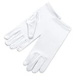ZaZa Bridal Girl’s Fancy Stretch Satin Dress Gloves Wrist Length 2BL-Girl’s Size Small (4-7 yrs)/White