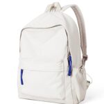 kibachev White Casual Backpack for Women and Men Simple Backpack College Backpack with Laptop Compartment Carry On Backpack Basic Backpack Small Gym Backpack