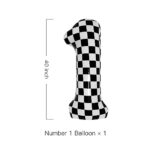 40 Inch Checkered 1 Balloon Large Black and White Number Balloon for Fast One Race Car Birthday Party Supplies Number 1 Checkered Balloon