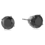 Vir Jewels 1/2 cttw Black Diamond Stud Earrings 14K White Gold Round Push Backs Prong Set