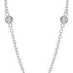 Amazon Essentials Sterling Silver AAA Cubic Zirconia Station Necklace, White, 16″