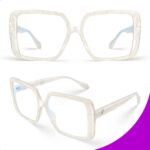VISOONE Oversized Chic Square Blue Light Blocking Glasses Non Prescription Anti Glare for women HARVARD