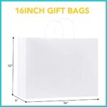 MESHA Gift Bags White Paper Bags 16x6x12 50 Pcs White Kraft Paper Bags with Handles Bulk,Shopping Bags,Paper Party Favor Bags,Recyclable Paper Bags for Small Business