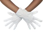 Acuteye White Gloves Nylon Formal Tuxedo Gloves 9.5”Marching Band Honor Guard Parade Gloves Cosplay Party for Men Women (White)