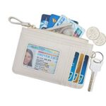 Aiyo Nice Women Slim RFID Card Case Holder Wristlet Zip ID Case Wallet Small Leather Wallet Coin Purse with Keychain (Beige)