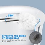 IXO Toilet Brush and Holder, Toilet Brush with 304 Stainless Steel Long Handle, Toilet Bowl Brush for Bathroom Toilet-Elegant-Cleaning-Bristles(White)