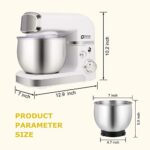 Kitchen in the box Stand Mixer,3.2Qt Mini Electric Food Mixer,6 Speeds Portable Lightweight Kitchen Mixer for Daily Use with Egg Whisk,Dough Hook,Flat Beater (White)