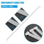 Armpow 18 inch White Zip Ties Heavy Duty 100 PCS, 200 LBS Ultra Exclusive Strong Plastic Wire Ties, Large Cable Ties Extra Long Tie Wraps, Indoor and Outdoor UV Resistant