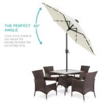 Best Choice Products 7.5ft Outdoor Solar Market Table Patio Umbrella for Deck, Pool w/Tilt, Crank, LED Lights – Ivory