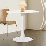 FurnitureR 31.5″ Mid-Century Round Dining Table for 2-4 People with Pedestal Base in Tulip Design for Home Office Living Room Kitchen Leisure, White