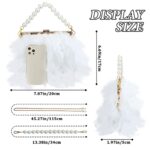 GOKTOW White Champagne Feather Clutches Purses for Women Bag?Pearl Fluffy Evening Handbags for Wedding Anniversary Party,White