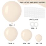 RUBFAC Sand White Balloons, 146pcs Different Sizes Pack of 18 12 10 5 Inch for Balloon Garland or Balloon Arch as Graduation Wedding Birthday Baby Shower Anniversary Party Decorations