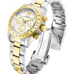 Invicta Men’s Speedway 39.5mm Steel and Gold Tone Stainless Steel Chronograph Quartz Watch, Two Tone/White (Model: 9212)