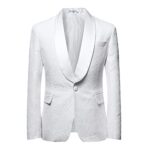YFFUSHI Mens 1 Button 2 Piece White Tuxedo Shawl Collar Skinny Dress,Beige,X-Large