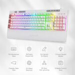 Redragon K512 Shiva RGB Backlit Membrane Gaming Keyboard with Multimedia Keys, Linear Mechanical-Feel Switch, 6 Extra On-Board Macro Keys, Dedicated Media Control, Detachable Wrist Rest, White