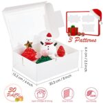 Kucoele 30pcs 8 inch Cookie Boxes with 3 Style Window, White Pastry Boxes Treat Boxes Cupcake Boxes for Bakery, Dessert,Chocolate Strawberries, Muffins and Donuts, 8 x 6 x 2.5 Inches