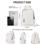 VGOCO School Backpack for Teens Girls Boys,Middle High School Bookbag Small Travel Backpack Waterproof College Lightweight Cute Backpacks Casual Daypack for Women Men Fits 15.6 Inch Laptop White