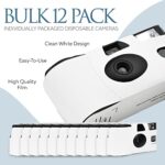 Disposable Cameras Bulk (12 Pack) – White Single Use Camera Set: Perfect for Weddings, Baby Showers, Birthday Parties & All Events – 35mm ISO 400 Film, 27 Exposures, Bright Flash, Easy-to-Use, Vintage
