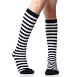 juDanzy Knee High Socks With Grips for Babies, Toddlers & Children (one pair) (2-4 Years, Black and white stripe)