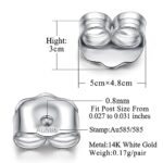 White Gold Earring Backs 14K Solid Gold 0.17 Grams AU585 Butterfly Real Earrings Backs Replacements for Studs 585 Hypoallergenic Pierced Secure