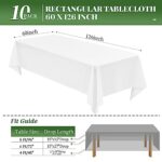 10 Pack White Tablecloth 60×126 Inch White Table Clothes for 8 Foot Rectangle Tables Stain and Wrinkle Resistant Washable Polyester Fabric White Table Cloth for Parties Wedding Banquet Dining Table