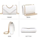 Dasein Women Small Quilted Crossbody Bags Stylish Designer Evening Bag Clutch Purses and Handbags with Chain Shoulder Strap(White)