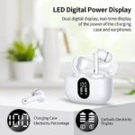 Wireless Ear Buds Bluetooth Headphones LED Power Display Earphones Active Noise Cancelling Earbuds with Charging Case Bluetooth 5.3 Hi-Fi Stereo in-Ear Earbuds for iPhone/Android/Windows (White)