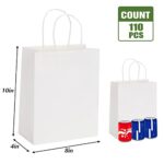 Moretoes White Paper Bags with Handles 110pcs, Paper Bags for Small Business, 8x4x10 Inch Medium Sizes Gift Bags, Paper Bags with Handles bulk, Party Favor Bags