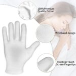 WLLHYF Moisturizing Gloves, White Cotton Gloves for Women and Men Overnight Bedtime Nighttime Lotion Dry Hands Spa Cosmetic Treatment Moisturizing Bathing Accessories Washable SPA Gloves (1 Pair)