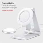 Spigen Mag Fit S Designed for MagSafe Charger Stand Aluminum Adjustable Phone Stand Compatible with iPhone 13, iPhone 12 Models, AirPod Pro, AirPod 3 Charging Stand – White