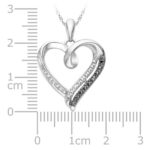 DGOLD Sterling Silver Black & White Round Diamond in Heart Pendant (1/10 cttw)