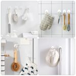 VIS’V Adhesive Hooks, White Round Stick on Hooks Heavy Duty Waterproof Stainless Steel Self Adhesive Shower Wall Hooks Bathroom Kitchen Sticky Hooks for Towel Loofah Key Cup Hat – 4 Pcs