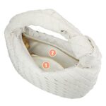 Woven Handbag for Women, Woven Knotted Handbag Clutch Purse Soft Leather Shoulder Bag Mini Ladies Hobo Bag Zipper Closure – Cream White