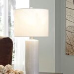 Signature Design by Ashley Steuben Textured Ceramic Table Lamp, 2 Count Lamps, 25″, Solid White