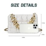 JBB Women’s Chunky Chain Purses White y2k Bag Small Crossbody Leather Shoulder Handbags Quilted Evening Clutch