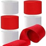 White and Red Crepe Paper Streamers Party Streamer 1.8 Inch Widening 6 Rolls,red and Gold Black Party Decorations Streamer 82 feet per roll for Birthday Wedding Party Decorations