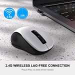 WisFox 2.4G Wireless Mouse for Laptop, Ergonomic Computer Mouse with USB Receiver and 3 Adjustable Levels, 6 Button Cordless Mouse Wireless Mice for Windows Mac PC Notebook (Black and White)