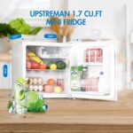 Upstreman 1.7 Cu.ft Mini Fridge with Freezer, Adjustable Thermostat, Energy Saving, Low Noise, Single Door Compact Refrigerator for Dorm, Office, Bedroom, White-FR17