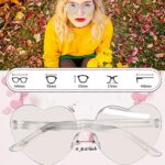 MIUSKATL 18 Pairs Heart Sunglasses, Rimless Heart Shaped Sunglasses Pack, Bulk Heart Sunglasses for Women Kids, Colored Party glasses (White)