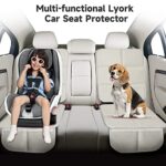 Lyork Car Seat Protector, 2 Pack Seat Protector Under Baby Car Seat, CarSeat Seat Protectors for Child Car Seat and Pets with 2 Mesh Storage Pockets and Non-Slip Backing, White