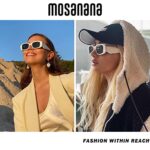 mosanana Trendy Rectangle Sunglasses for Women Men White Creamy Vintage Retro Fashion Cool 90s 80s Cute Funky Aesthetic Small Stylish Chunky 2023 Shade Unique Goulding