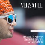 Trendy Oversized Square Sunglasses, Retro Designer Sun Glasses Polarized UV Protection, Fashion Classic Thick Shades for Women Men, Cute Sunnies for Driving Fishing Working (White Mirrored Blue)