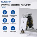 ELEGRP Decorator Wall Receptacle Outlet, Tamper Resistant 15 Amp Standard Electrical Wall Outlet, Residential Grade, Self-grounding, 125V, 2 Pole 3 Wire, 5-15R, UL Listed, Glossy White, 50 Pack
