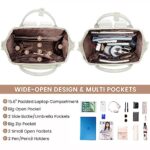 LOVEVOOK Leather Laptop Backpack for Women 15.6 inch,Travel Backpack Purse Nurse Teacher Backpack Computer Laptop Bag,Professional College Business Work Bag Carry On Backpack with USB Port,Beige White